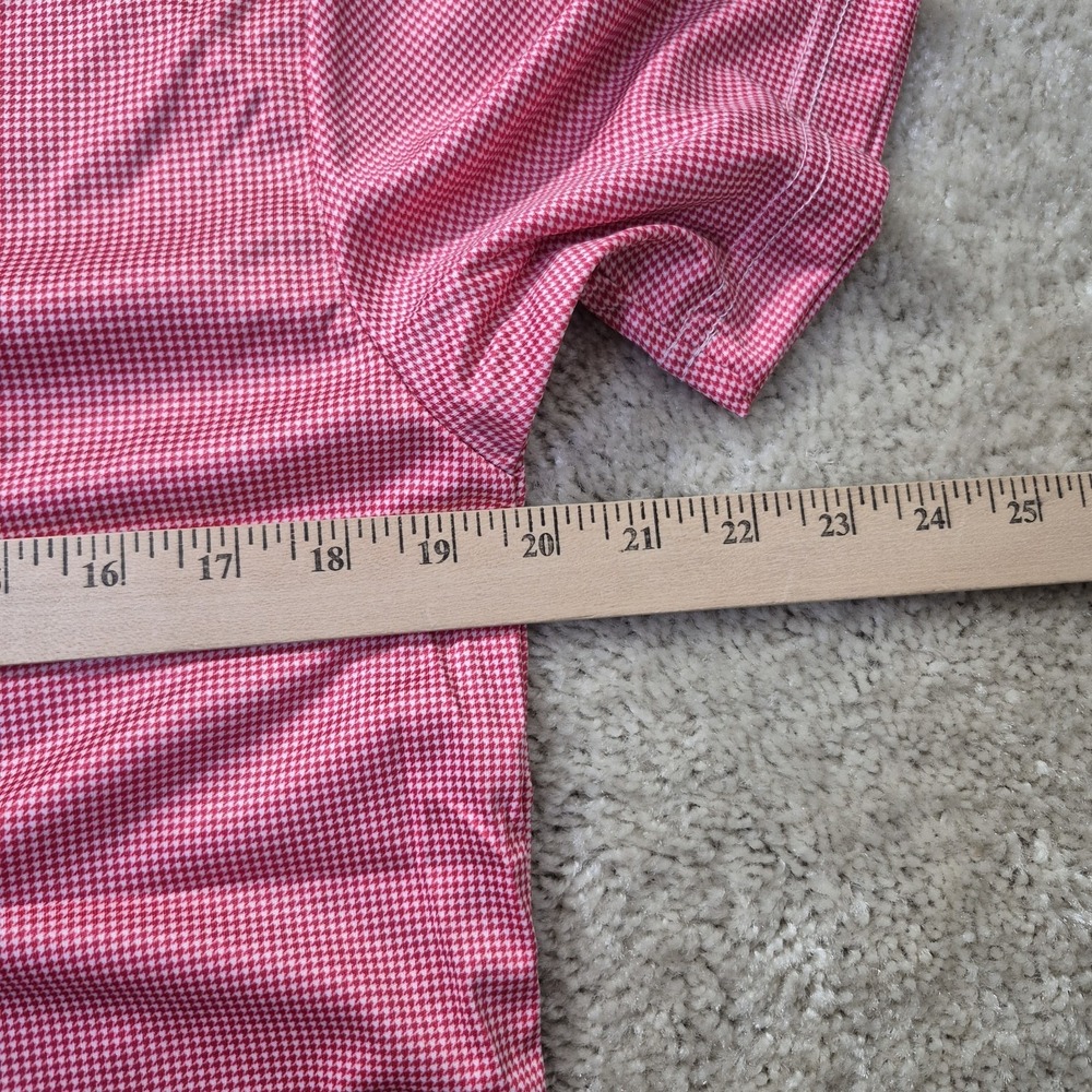 Collars And Co Dress Collar Polo Shirt Mens Small Pink Houndstooth Stretch Golf - Picture 5 of 8